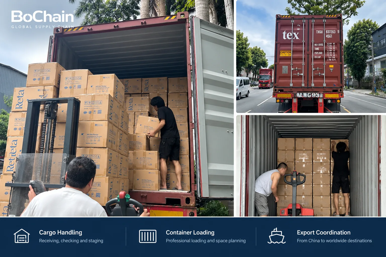 BoChain real container loading and export coordination project in China